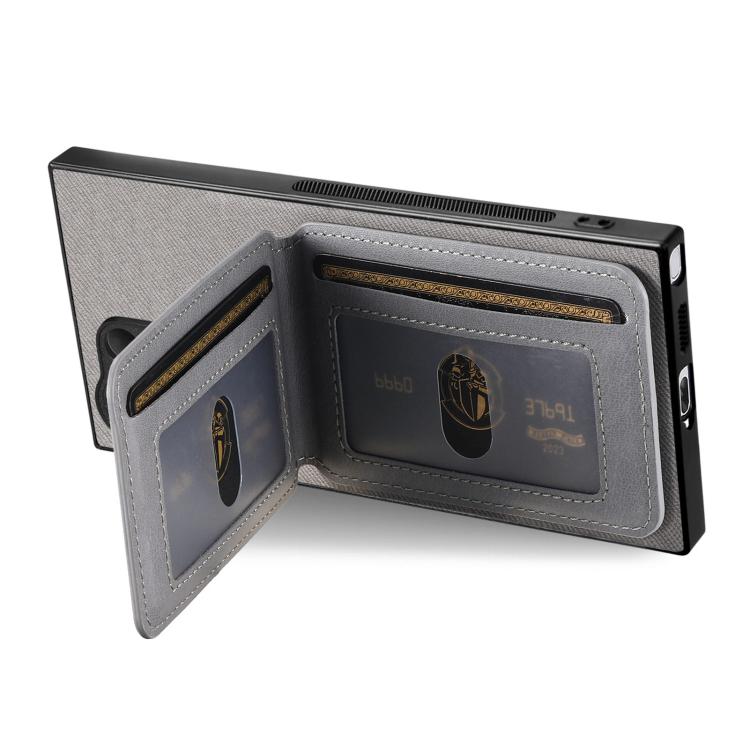For Samsung Galaxy S25 Ultra 5G Twill Fabric Leather Vertical Flip RFID Card Bag Phone Case