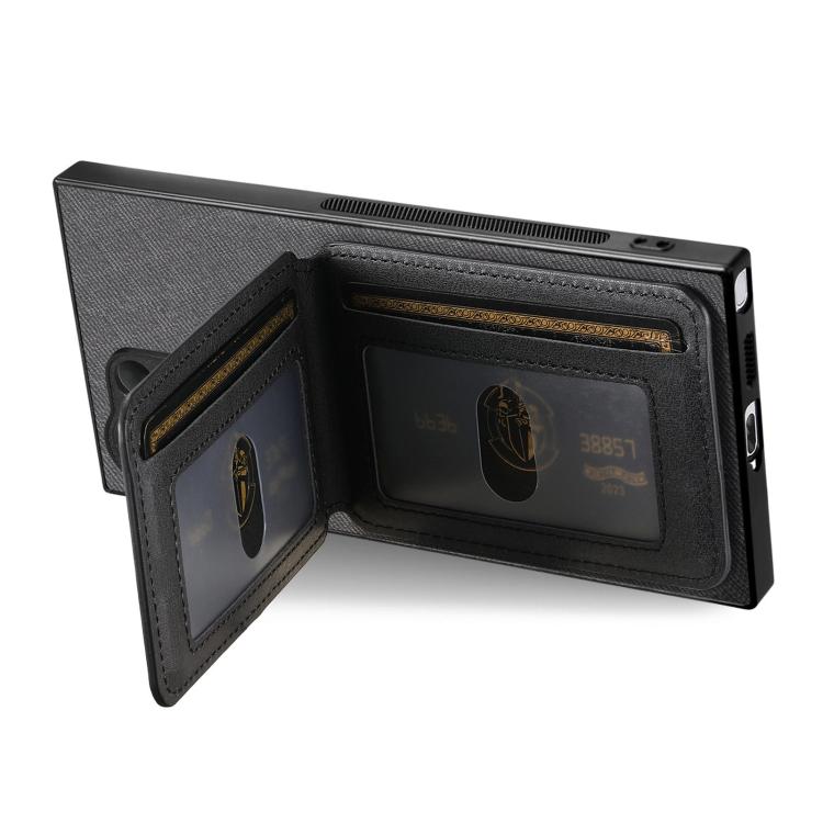 For Samsung Galaxy S25 Ultra 5G Twill Fabric Leather Vertical Flip RFID Card Bag Phone Case