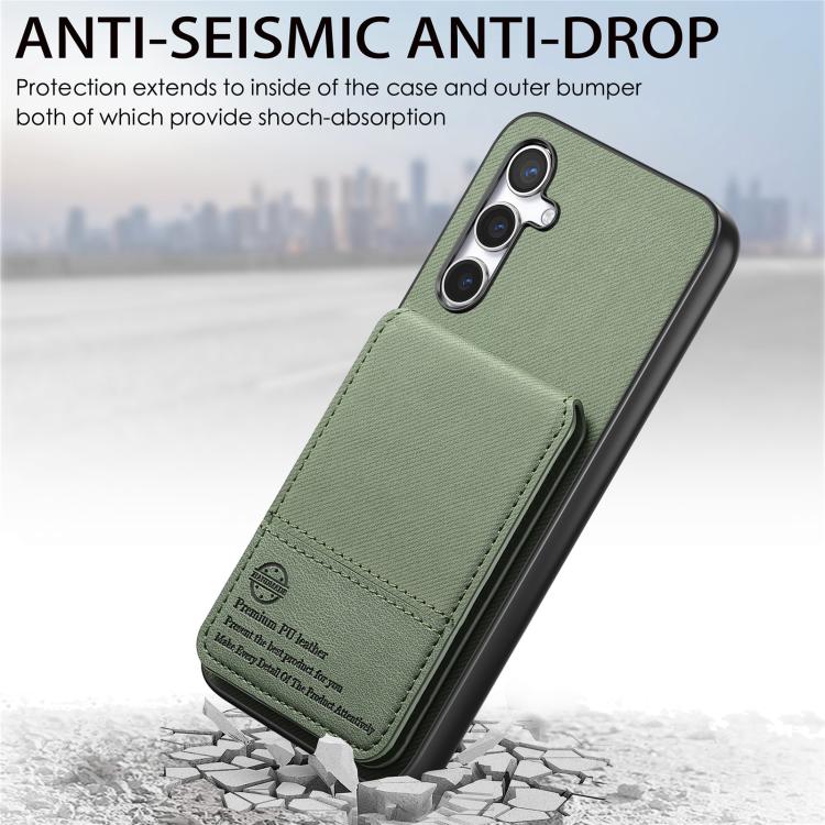 For Samsung Galaxy A35 5G Twill Fabric Leather Vertical Flip RFID Card Bag Phone Case