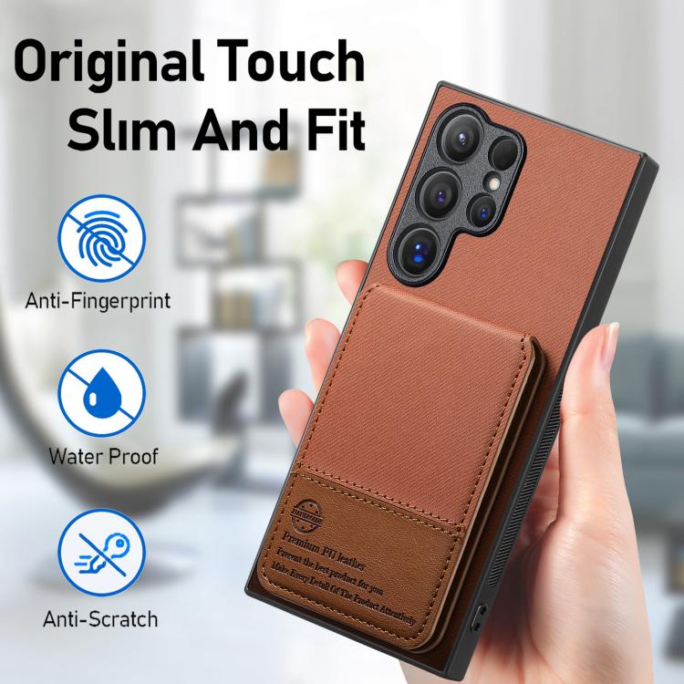 For Samsung Galaxy S24 Ultra 5G Twill Fabric Leather Vertical Flip RFID Card Bag Phone Case