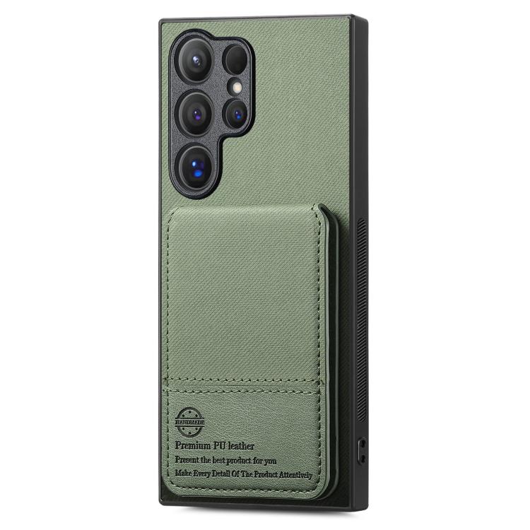 For Samsung Galaxy S24 Ultra 5G Twill Fabric Leather Vertical Flip RFID Card Bag Phone Case