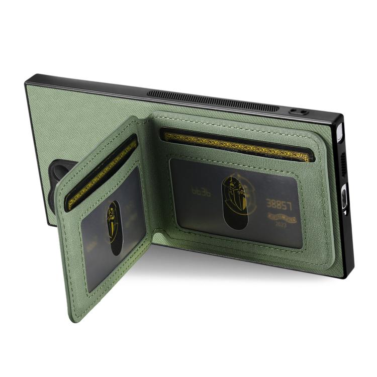 For Samsung Galaxy S24 Ultra 5G Twill Fabric Leather Vertical Flip RFID Card Bag Phone Case