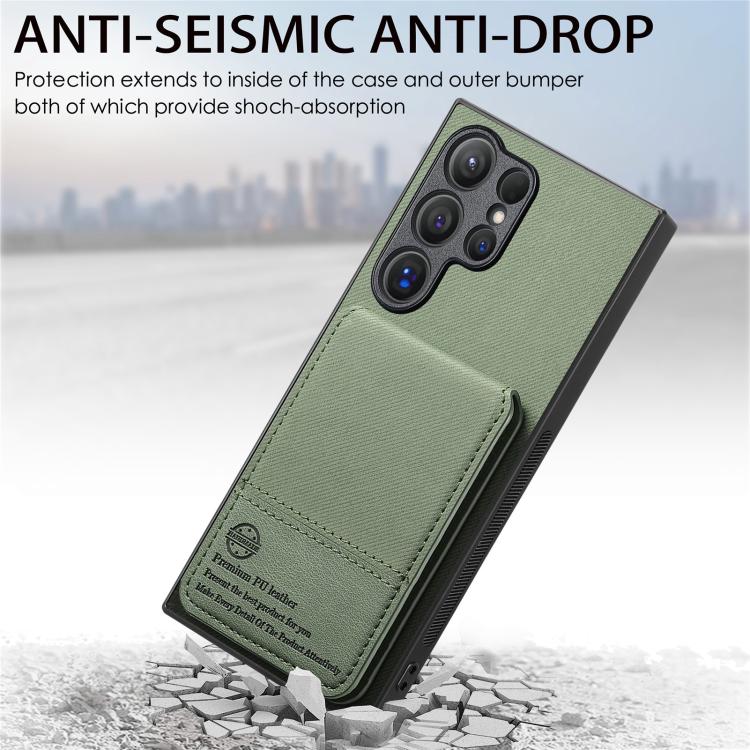 For Samsung Galaxy S24 Ultra 5G Twill Fabric Leather Vertical Flip RFID Card Bag Phone Case