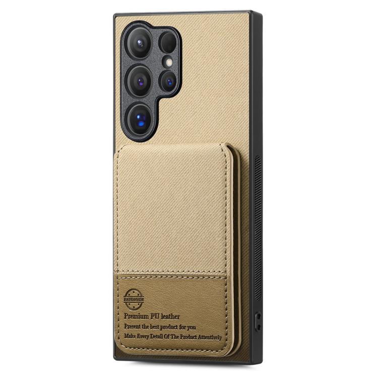For Samsung Galaxy S24 Ultra 5G Twill Fabric Leather Vertical Flip RFID Card Bag Phone Case
