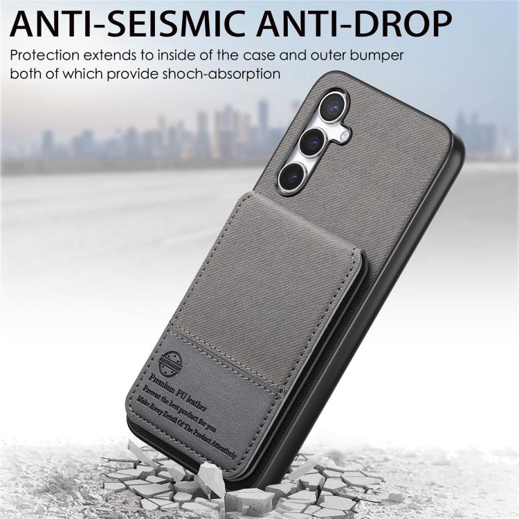 For Samsung Galaxy S24+ 5G Twill Fabric Leather Vertical Flip RFID Card Bag Phone Case