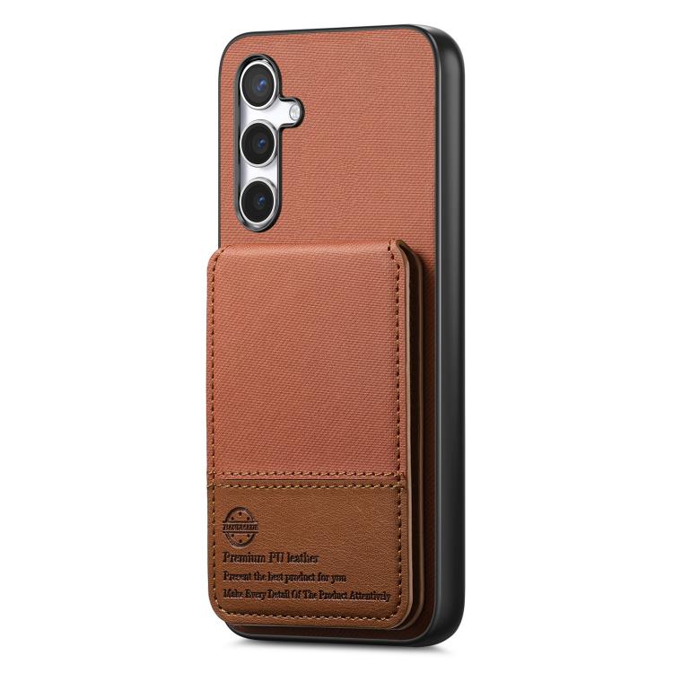 For Samsung Galaxy S23 FE 5G Twill Fabric Leather Vertical Flip RFID Card Bag Phone Case
