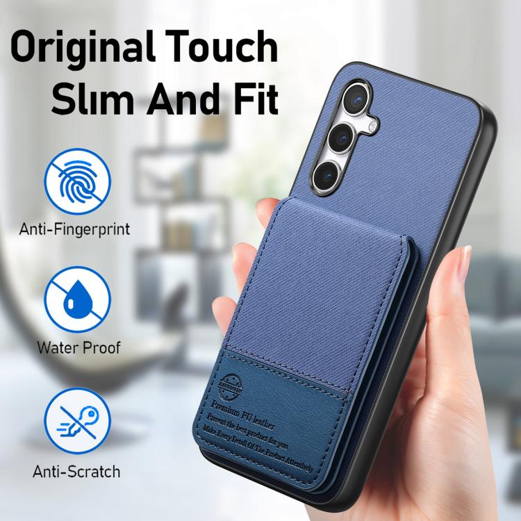 For Samsung Galaxy A34 5G Twill Fabric Leather Vertical Flip RFID Card Bag Phone Case