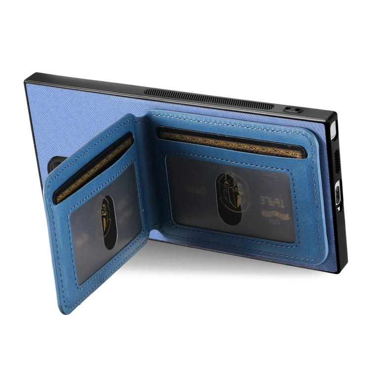 For Samsung Galaxy S23 Ultra 5G Twill Fabric Leather Vertical Flip RFID Card Bag Phone Case