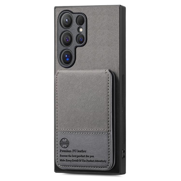For Samsung Galaxy S23 Ultra 5G Twill Fabric Leather Vertical Flip RFID Card Bag Phone Case