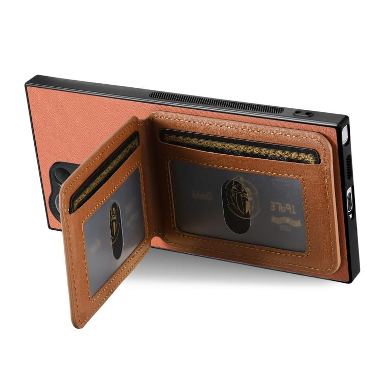 For Samsung Galaxy S22 Ultra 5G Twill Fabric Leather Vertical Flip RFID Card Bag Phone Case
