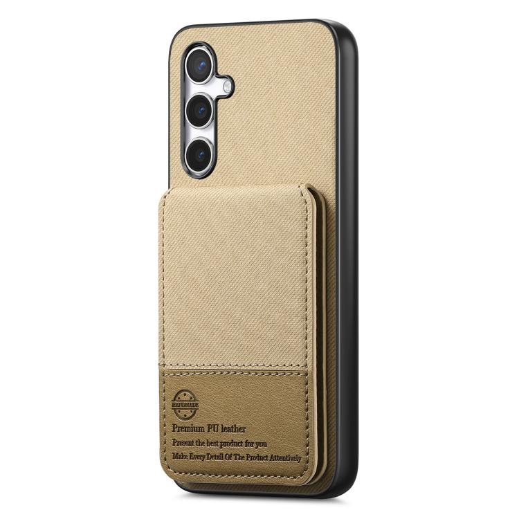 For Samsung Galaxy A16 Twill Fabric Leather Vertical Flip RFID Card Bag Phone Case