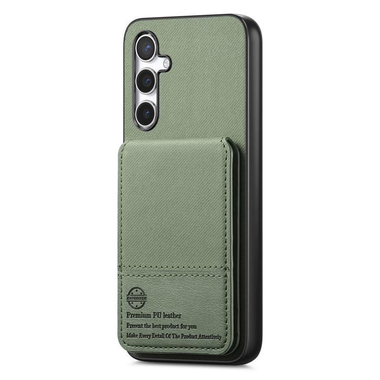 For Samsung Galaxy A15 Twill Fabric Leather Vertical Flip RFID Card Bag Phone Case