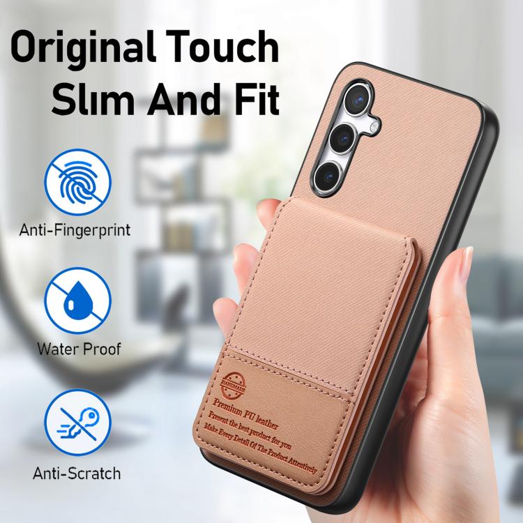 For Samsung Galaxy A24 Twill Fabric Leather Vertical Flip RFID Card Bag Phone Case
