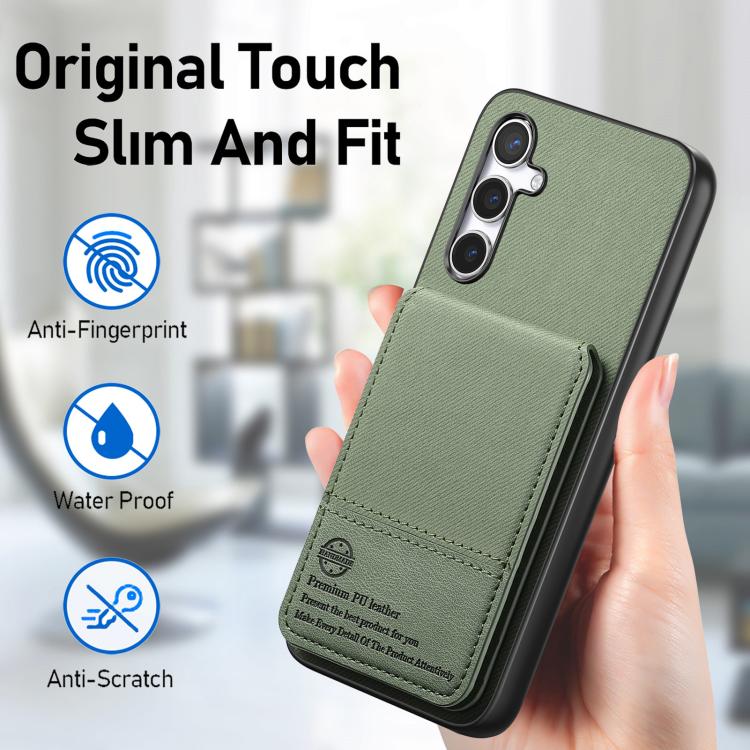 For Samsung Galaxy A24 Twill Fabric Leather Vertical Flip RFID Card Bag Phone Case