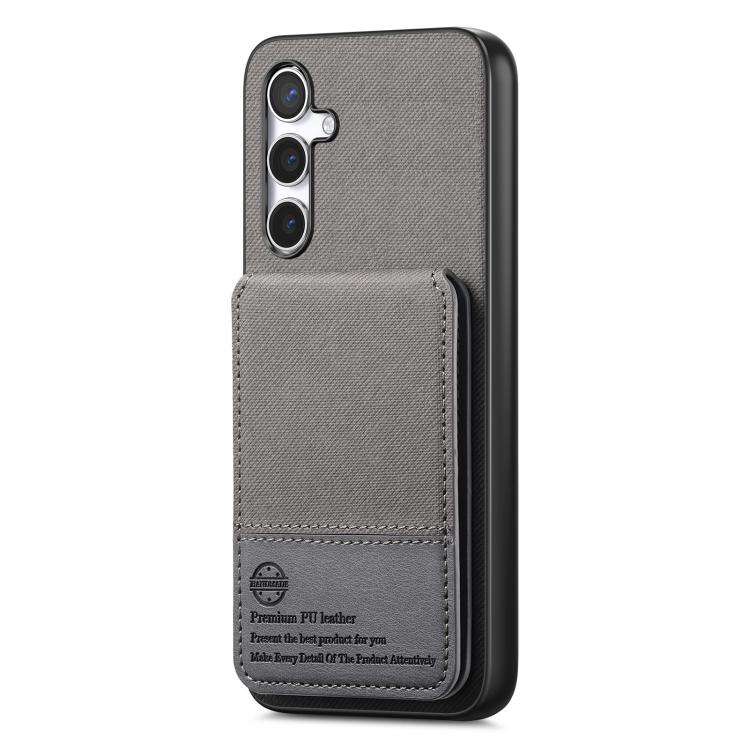 For Samsung Galaxy A24 Twill Fabric Leather Vertical Flip RFID Card Bag Phone Case