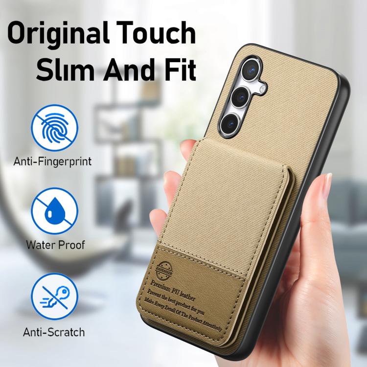 For Samsung Galaxy A24 Twill Fabric Leather Vertical Flip RFID Card Bag Phone Case