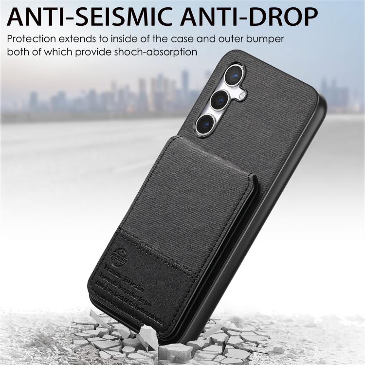 For Samsung Galaxy A24 Twill Fabric Leather Vertical Flip RFID Card Bag Phone Case