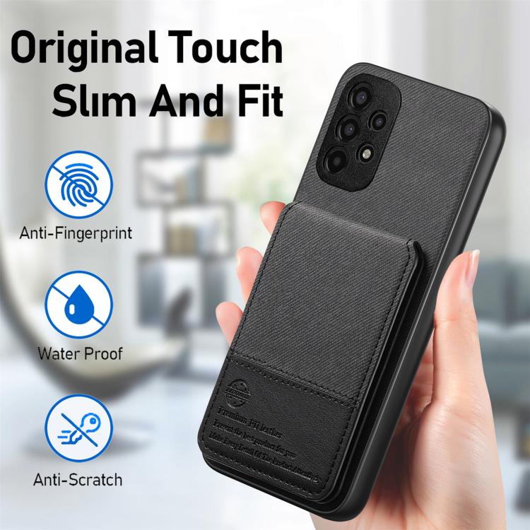 For Samsung Galaxy A53 5G Twill Fabric Leather Vertical Flip RFID Card Bag Phone Case