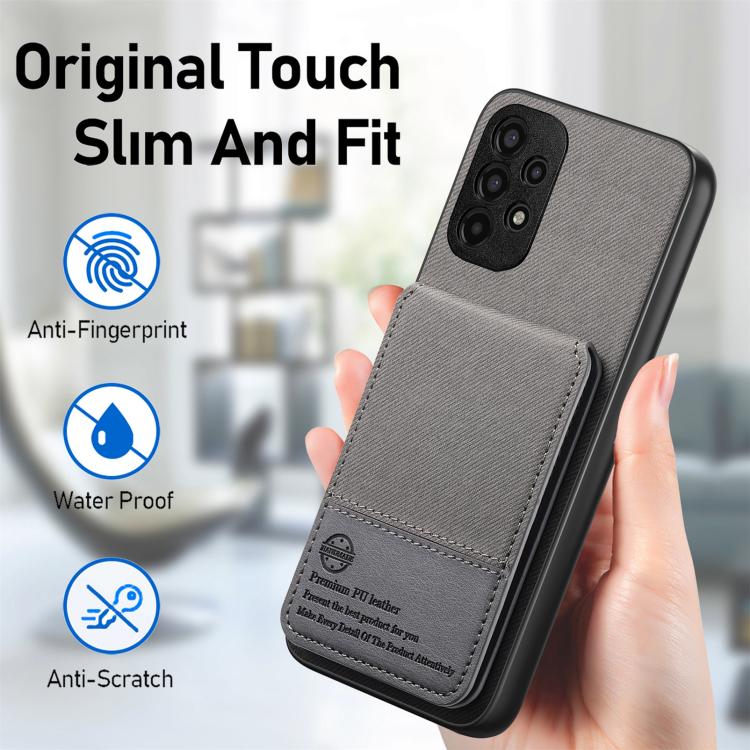 For Samsung Galaxy A52 Twill Fabric Leather Vertical Flip RFID Card Bag Phone Case