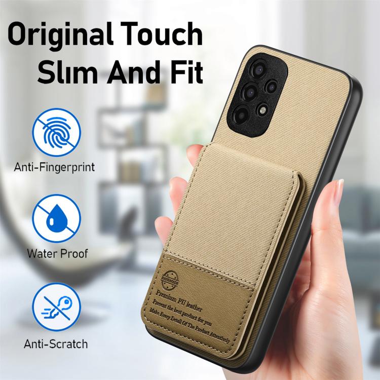 For Samsung Galaxy A52 Twill Fabric Leather Vertical Flip RFID Card Bag Phone Case