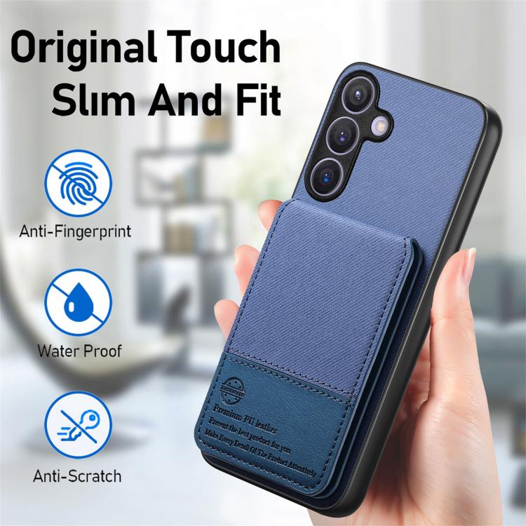 For Samsung Galaxy A37 5G Twill Fabric Leather Vertical Flip RFID Card Bag Phone Case