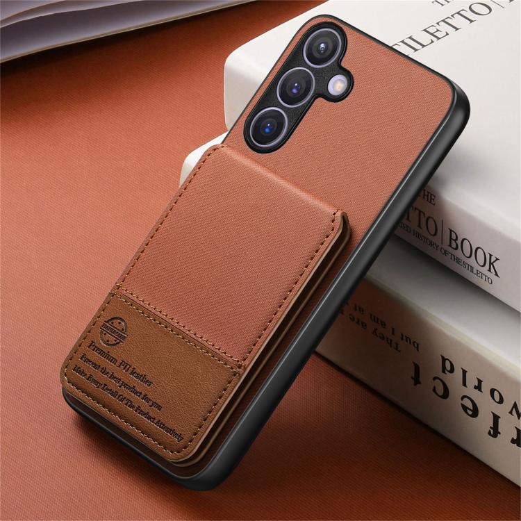 For Samsung Galaxy A37 5G Twill Fabric Leather Vertical Flip RFID Card Bag Phone Case