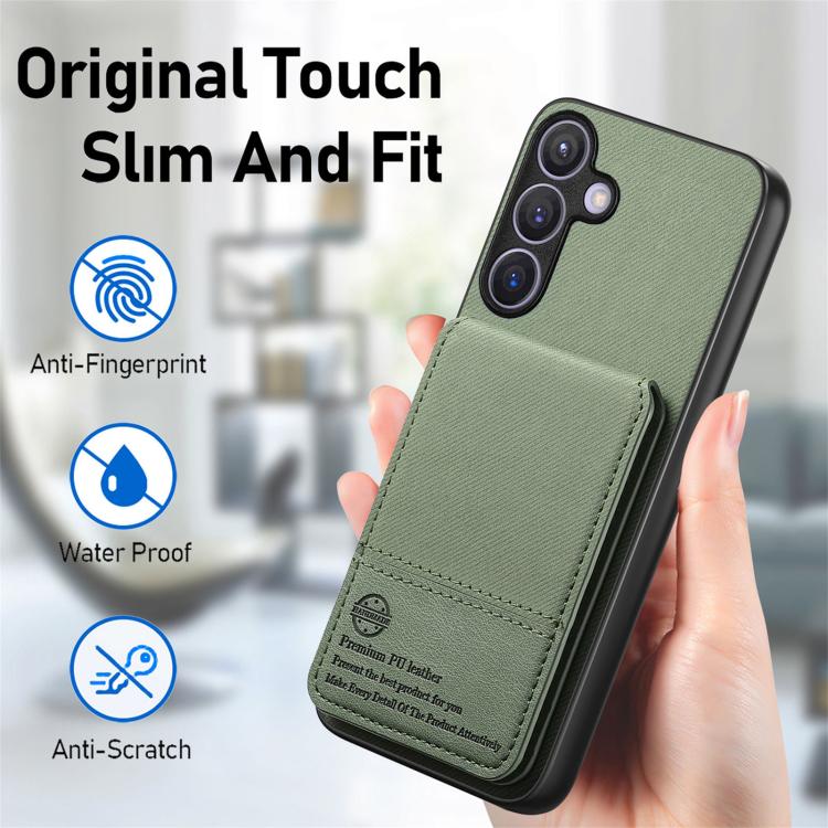 For Samsung Galaxy A37 5G Twill Fabric Leather Vertical Flip RFID Card Bag Phone Case