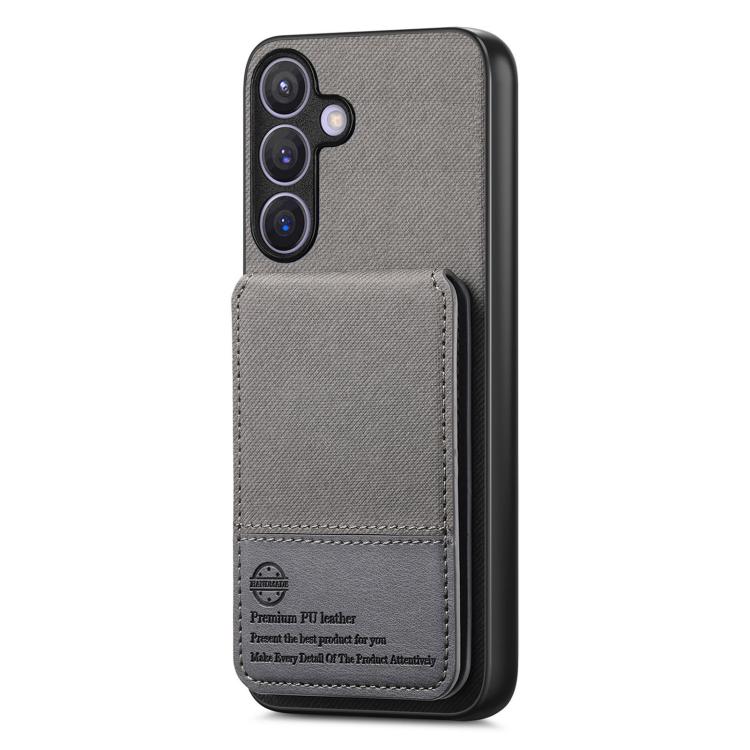 For Samsung Galaxy A37 5G Twill Fabric Leather Vertical Flip RFID Card Bag Phone Case
