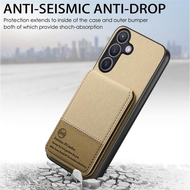 For Samsung Galaxy A37 5G Twill Fabric Leather Vertical Flip RFID Card Bag Phone Case