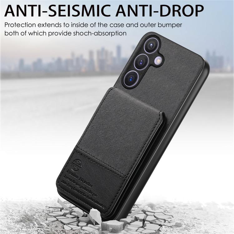 For Samsung Galaxy A37 5G Twill Fabric Leather Vertical Flip RFID Card Bag Phone Case