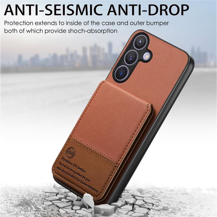 For Samsung Galaxy A57 5G Twill Fabric Leather Vertical Flip RFID Card Bag Phone Case