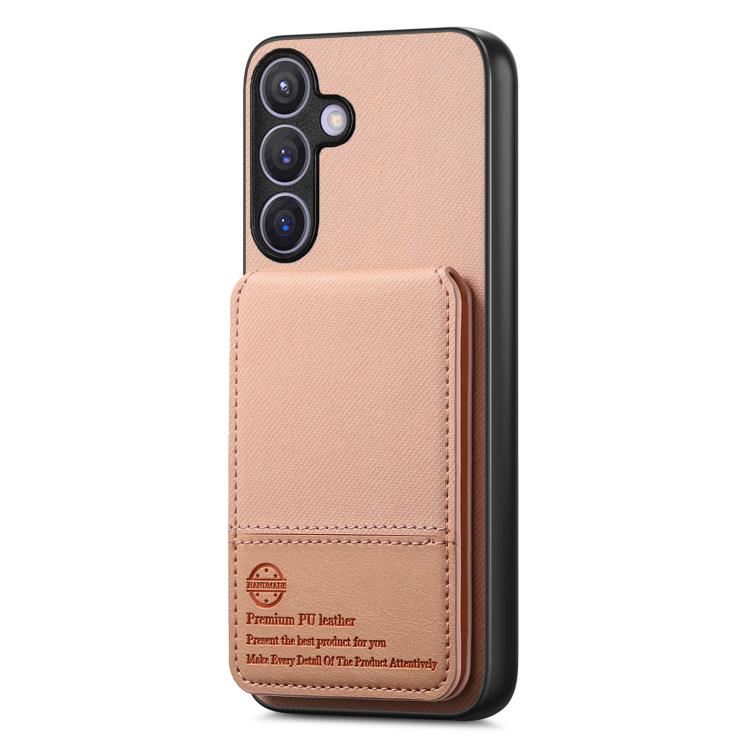 For Samsung Galaxy A57 5G Twill Fabric Leather Vertical Flip RFID Card Bag Phone Case