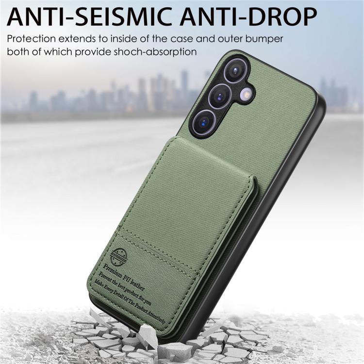 For Samsung Galaxy A57 5G Twill Fabric Leather Vertical Flip RFID Card Bag Phone Case