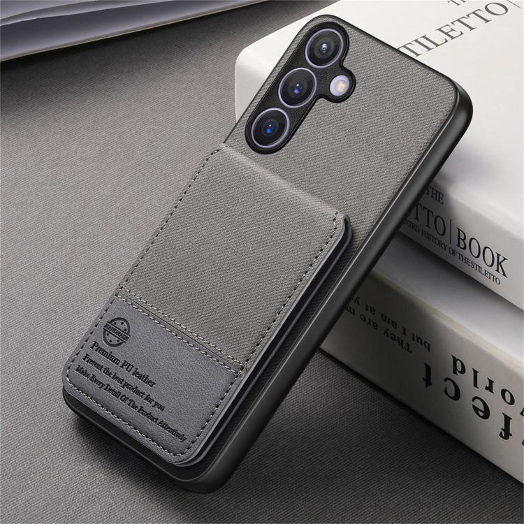For Samsung Galaxy A57 5G Twill Fabric Leather Vertical Flip RFID Card Bag Phone Case