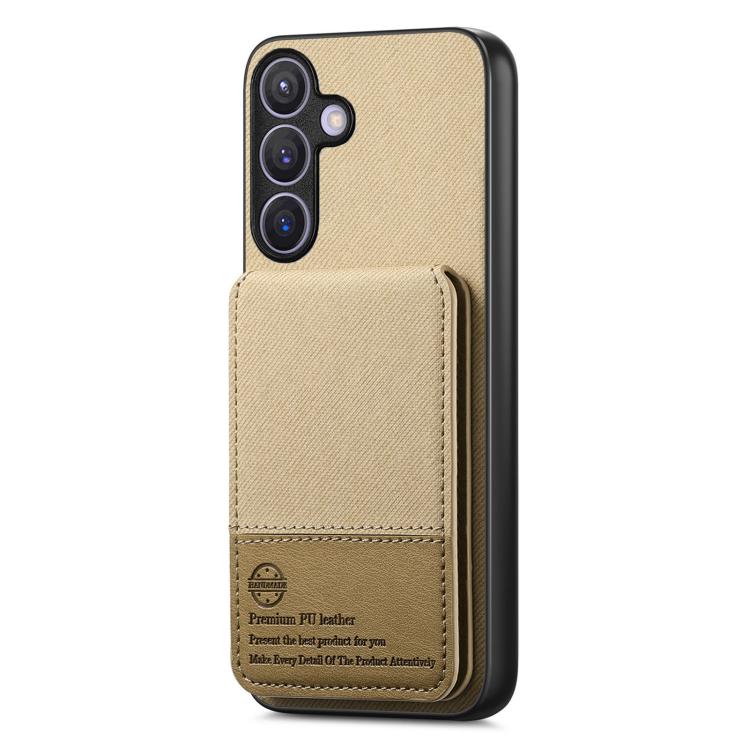 For Samsung Galaxy A57 5G Twill Fabric Leather Vertical Flip RFID Card Bag Phone Case