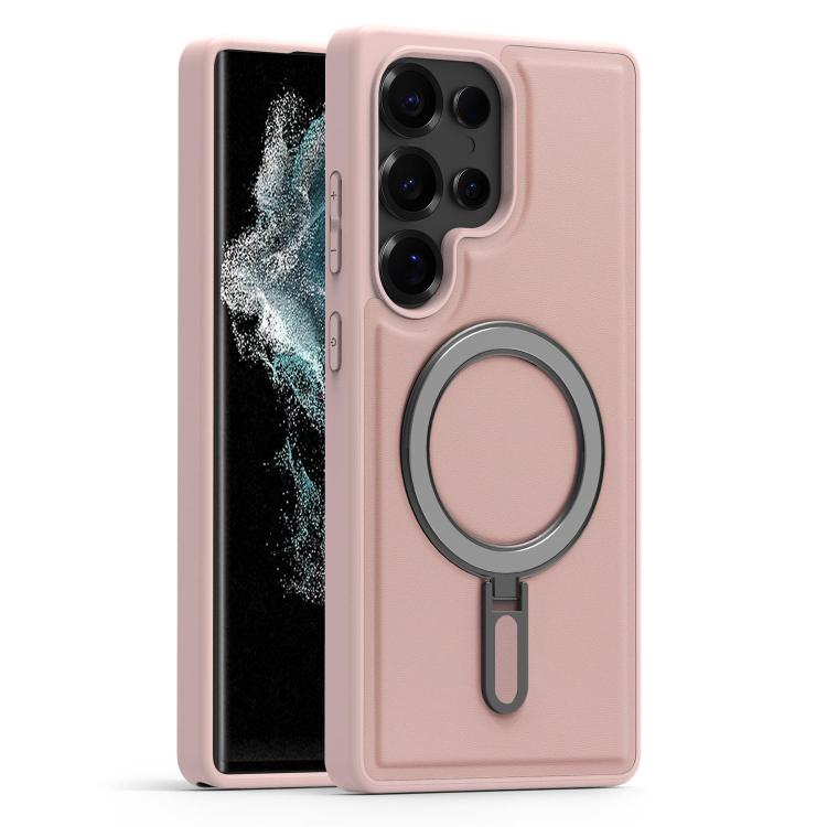 For Samsung Galaxy S22 Ultra 5G Silver Shield MagSafe Holder Shockproof Phone Case