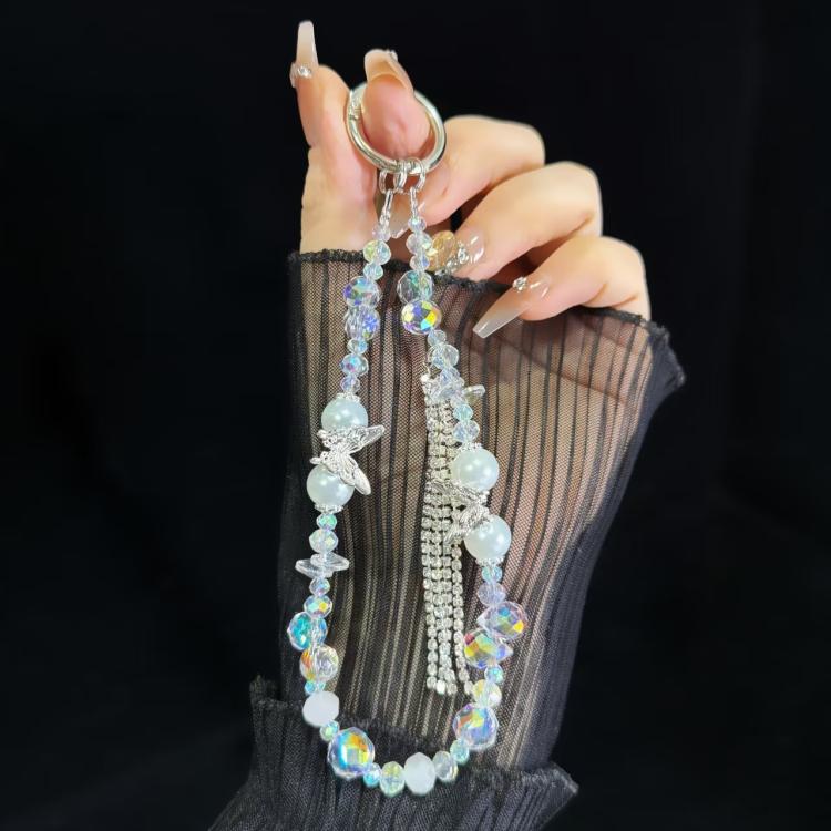 Tassel Pearl Double Butterfly Phone Chain