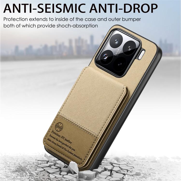 For Xiaomi 15 Twill Fabric Leather Vertical Flip RFID Card Bag Phone Case