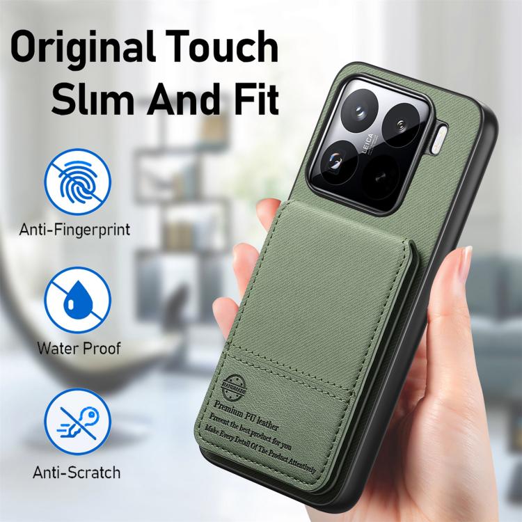 For Xiaomi 15 Twill Fabric Leather Vertical Flip RFID Card Bag Phone Case