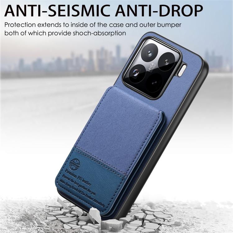 For Xiaomi 15 Twill Fabric Leather Vertical Flip RFID Card Bag Phone Case