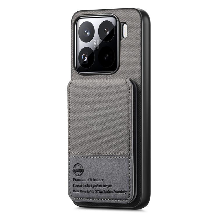 For Xiaomi 15 Pro Twill Fabric Leather Vertical Flip RFID Card Bag Phone Case