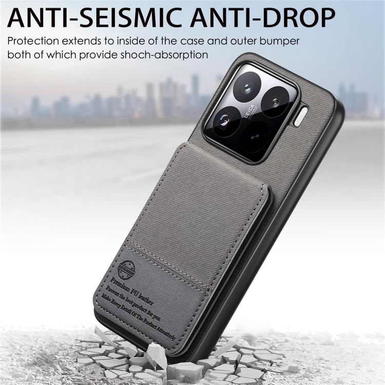 For Xiaomi 15 Pro Twill Fabric Leather Vertical Flip RFID Card Bag Phone Case