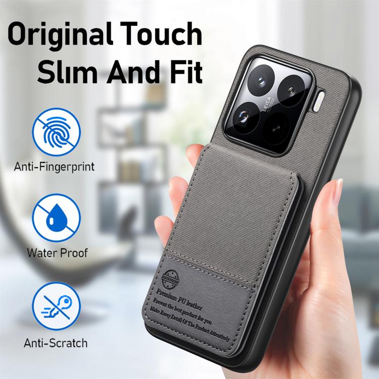 For Xiaomi 15 Pro Twill Fabric Leather Vertical Flip RFID Card Bag Phone Case