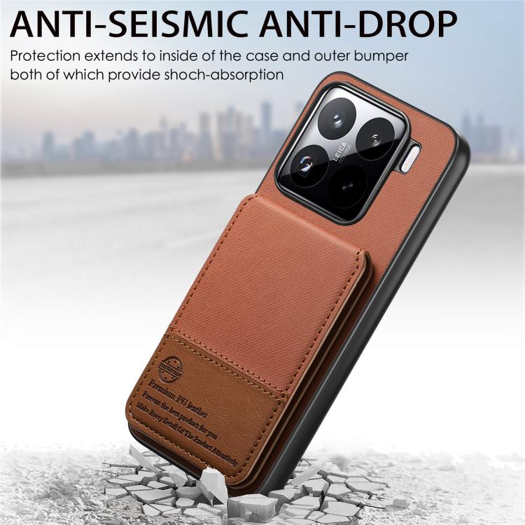 For Xiaomi 15 Pro Twill Fabric Leather Vertical Flip RFID Card Bag Phone Case