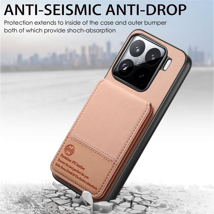 For Xiaomi 15 Pro Twill Fabric Leather Vertical Flip RFID Card Bag Phone Case
