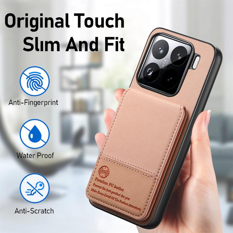 For Xiaomi 15 Pro Twill Fabric Leather Vertical Flip RFID Card Bag Phone Case