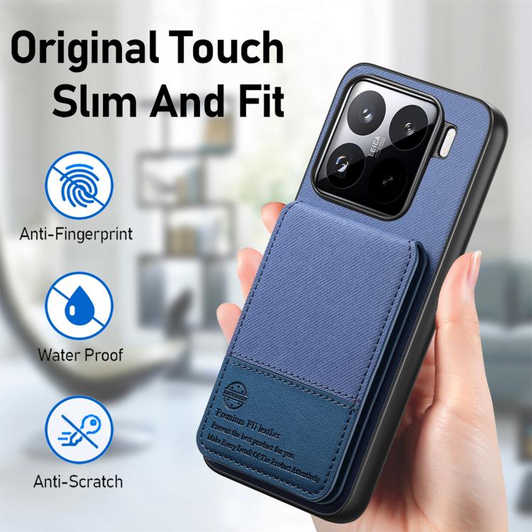 For Xiaomi 15 Pro Twill Fabric Leather Vertical Flip RFID Card Bag Phone Case
