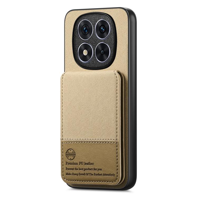 For Redmi 14C Twill Fabric Leather Vertical Flip RFID Card Bag Phone Case