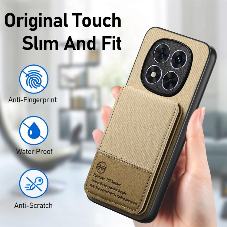 For Redmi 14C Twill Fabric Leather Vertical Flip RFID Card Bag Phone Case