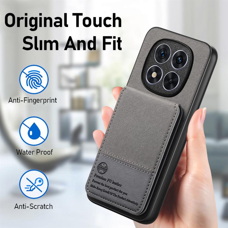 For Redmi 14C Twill Fabric Leather Vertical Flip RFID Card Bag Phone Case
